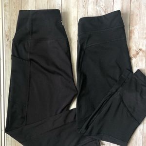 Two black legging capris